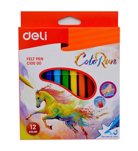 DELİ C10000 COLOR RUN KEÇELİ KALEM 12 RENK KARTON KUTU