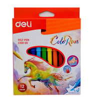 DELİ C10000 COLOR RUN KEÇELİ KALEM 12 RENK KARTON KUTU