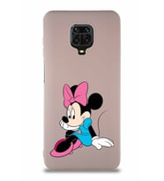 Xiaomi Redmi Note 9 Pro Soft Premier Kapak Minnie Mouse-E Tasarımlı Silikon Kılıf - Pudra (Şeffaf)