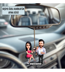Sevgiliye Özel Karikatür Ayna Süsü – Sevgililer Günü Hediyesi Araç İçi Süs