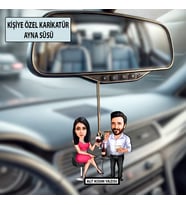Sevgiliye Özel Karikatür Ayna Süsü – Sevgililer Günü Hediyesi Araç İçi Süs