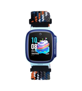 Huawei GT4 41mm KRD-139 18mm Çocuklara Özel Dayanıklı Örgü Kordon (Turuncu-Mavi)