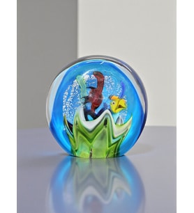 Murano Cam El Yapımı Akvaryum Tarzı Dekoratif Obje 14 × 14 cm (Çok Renkli)