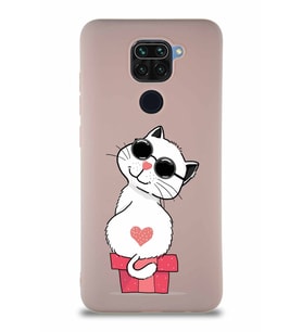Xiaomi Redmi Note 9 Soft Premier Kapak Coolcat Tasarımlı Silikon Kılıf - Pudra (Şeffaf)