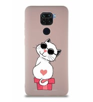Xiaomi Redmi Note 9 Soft Premier Kapak Coolcat Tasarımlı Silikon Kılıf - Pudra (Şeffaf)