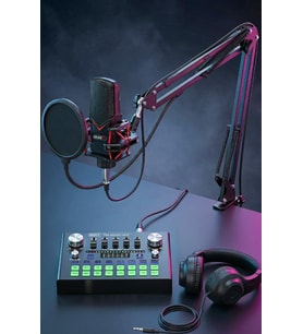 Midex GMX-1 Plus Record Head Set Condenser Mikrofon Kulaklık Ses Kartı Canlı Yayın Paketi (Telefon ve PC)