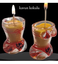 dekoratif kavun kokulu cam bardak 2li Premium mum seti (Çok Renkli)