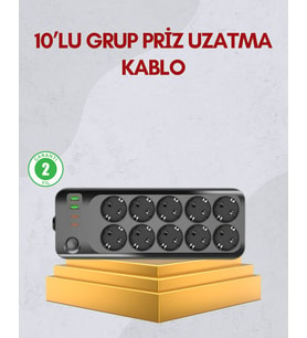 Northcity 10 Prizli Uzatma Kablosu - Termal Koruma ve USB Type-C Hızlı Şarjlı 2500W Güç Dağıtım Cihazı