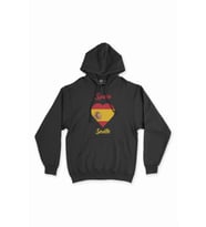 Sevilya İspanya Bayraklı Kalpli Siyah Sweatshirt Hoodie