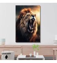 Tekli Dikey Kanvas Duvar Tablosu Hırçın Aslan Portresi