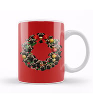 Pug Dog Multiface Christmas Wreath Kupa Bardak Porselen