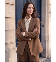 LCW Modest Bej Kruvaze Yaka Kadın Blazer Ceket