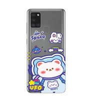 Galaxy A21S Uyumlu Ufo Ayı Tasarımlı Şeffaf Telefon Kılıfı