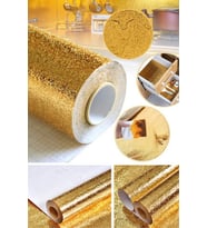 Yapışkanlı Gold Mutfak Tezgah Folyosu 1m x 40cm Modern Tasarım Kolay Uygulanabilir Folyo