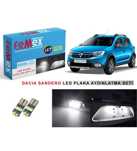 Dacia Sandero LED Plaka Aydınlatma Ampul Seti FEMEX Parlak Beyaz
