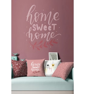 Moud's Çift Tarafı Baskılı Pembe Sweet Home Serisi Desenli 4'lü Kombin Süet Kırlent Kılıfı - PLG201