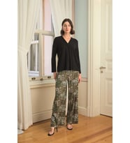 Monamise Kadın Çiçek Yaprak ve Etnik Desenli Uzun Kollu Pijama Takımı 24149 