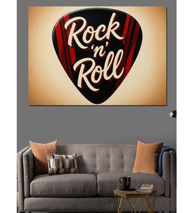 "Rock'N Roll" Pena Ve Yazı Dekoratif Kanvas - Mdf Ahşap Tablo