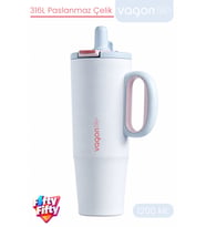 Tumbler 1200 ML Tek Kapak Çift Kullanım Pipetli Rahat İçim Kulplu Paslanmaz Çelik TermosFFVGN1114-1200ML