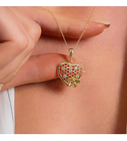 Madam Matmazel Anneler Günü Hediyesi Kalp Bal Peteği Ve Arı Zirkon Gümüş Kadın Kolye, Altın Kaplama, 925 Ayar, Hediyeli Ürün (Rose - Gold)