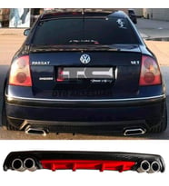 Volkswagen Passat B5 Difüzör Arka Tampon Eki 4 Egzoz Çıkışlı Kırmızı Lüx Tip