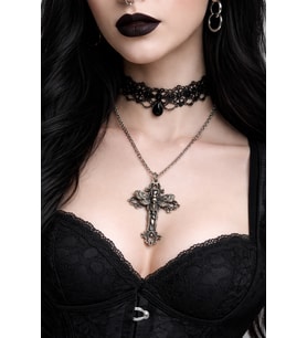 Gotik Haç Figürlü Gümüş Renk Metal Kolye Unisex Yetişkin 60 cm Zincir