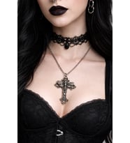 Gotik Haç Figürlü Gümüş Renk Metal Kolye Unisex Yetişkin 60 cm Zincir