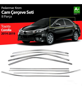 Toyota Corolla Uyumlu Krom Cam Çerçevesi 8 Parça. 2013-2018
