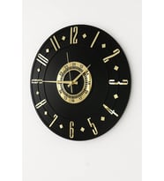 Dekoratif Ahşap Siyah Gold Duvar Saati 40 cm – Modern Ev Hediyelik Saat