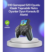 500 Oyunlu Nostaljik El Tipi Oyun Konsolu, Taşınabilir Şarjlı Cihaz, Renkli Ekran Tv Destekli