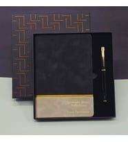 Öğretmenler Günü Özel Siyah Deri Defter Ve Metal Roller Kalem Hediye Seti