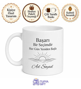 Motivasyon Mesajlı Hediyelik Baskılı Kupa Bardak Günlük İlham Hediyesi