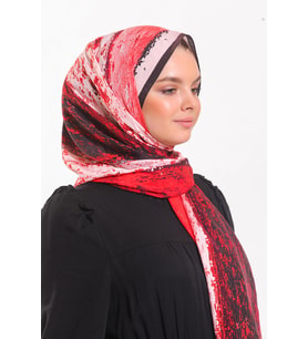 Çizgili Desen Elegante Seri Şal Eşarp Askısı ile Birlikte 75x200 cm Kırmızı Pudr