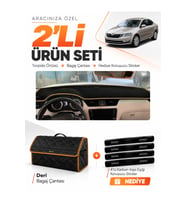 e-biz SKODA OCTAVİA (2013-2019) Uyumlu Torpido Örtüsü + Deri Çanta - Siyah-Kahverengi - SK010
