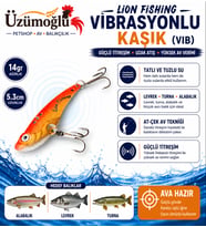 ÜZÜMOĞLU Lion Fishing 14 gr 5.3 cm Vibrasyonlu Kaşık (VIB) Turuncu Gold Renk – Tatlı ve Tuzlu Su Uyumlu Levrek Turna Alabalık Balık Yem