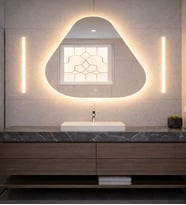 Amorf Asimetrik Duvar Aynası 72x72 cm Modern Dekoratif Salon Antre Banyo Aynası Kararma Yapmaz (Günışığı)