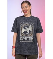 Tasarım Led Zeppelin Rock Metal Müzik Grubu Baskılı Unisex Oversize Vintage Yıkamalı Tişört