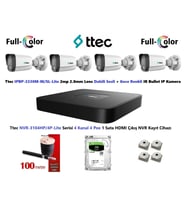 Ttec 2mp Dahili Sesli Ve Gece Renkli 4 Kameralı 500GB Disk Tak Çalıştır Hazır IP Kamera Seti (Beyaz)