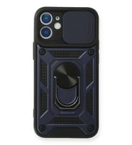 iPhone 12 Mini Kılıf Pars Lens Yüzüklü Silikon - Lacivert