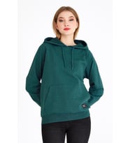 Kadın Yeşil Basic Kapüşonlu Regular Fit Rahat Sweatshirt