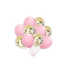 Pembe 10'lu Konfetili Balon Seti