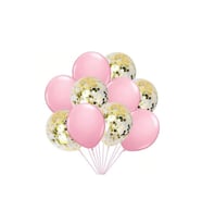 Pembe 10'lu Konfetili Balon Seti