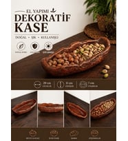 El Yapımı Dekoratif Sunum Tabağı 29x11 cm  Çok Amaçlı Ahşap Görünümlü Servis Tabağı Kuruyemiş Ekmek Sunumluk