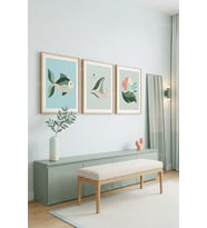 Pastel Soyut Deniz Temalı 3’lü Ahşap Çerçeveli Tablo Seti