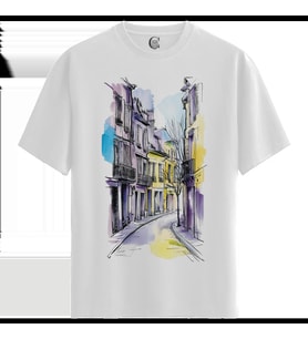 Paris Street - %100 Pamuklu Erkek Beyaz Tişört - Premium Quality (Siyah - Beyaz)