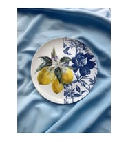 Limonlu Blue blanc Duvar Tabağı Dekoratif Bahçe Balkon Mutfak Salon Duvar Süsü No:129
