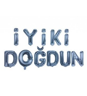 Folyo balon 16 ınc iyiki doğdun seti gümüş p1-