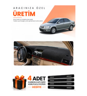 TOYOTA AVENSİS EKRANLI T250 (2003-2008) Uyumlu Torpido Koruma Örtüsü Oto Kılıfı - Siyah