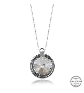 Crystal Taşlı  Çerçeveli 925 Ayar Gümüş Kadın Kolye