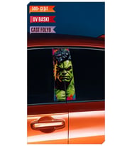 Araç Kapı Direk Kaplama Folyosu Hulk Desenli (Sağ Sol Takım) (2 Adet) - 22x50 Cm (Çok Renkli)